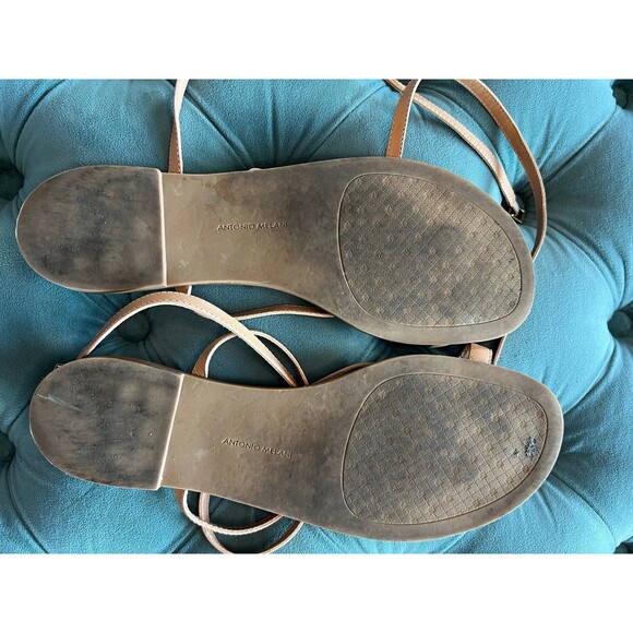 Antonio Melani Leather Nude Toe Strap Sandals size 11 - Picture 3 of 4